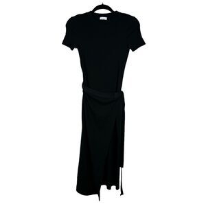 Rosetta Getty Black Cotton T Shirt Wrap Dress Minimalist Contemporary Size XS